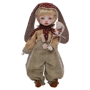 原创正版6分bjd娃Joker小丑娃娃玩偶撞色连体裤兔耳头饰树脂娃娃