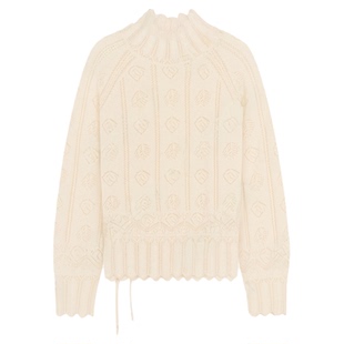 邱莹莹 HELA AOMI “静语”绵羊毛兔毛镂空钩花半高领针织衫