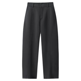 秋冬加绒加厚莫代尔弯刀休闲裤男高级感极简纯色百搭宽松直筒西裤