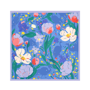 万事利新款100%桑蚕丝真丝丝巾女时尚百搭送礼礼物双面印花小方巾