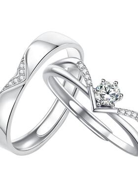 钟久久情侣对戒纯白花嫁S925银饰