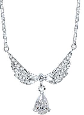 周六福S925银天使之翼项链女O字链百搭送女友节日礼物