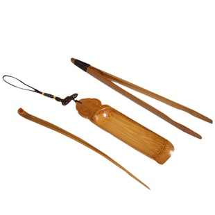 茶与器台湾竹艺师廖壹男竹制手编中国结如意茶道组茶夹三件套茶席