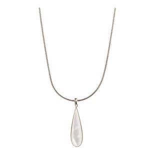 SOFTROOM新中式天然母贝黑贝双面水滴长项链锁骨蕾丝链小众高级感