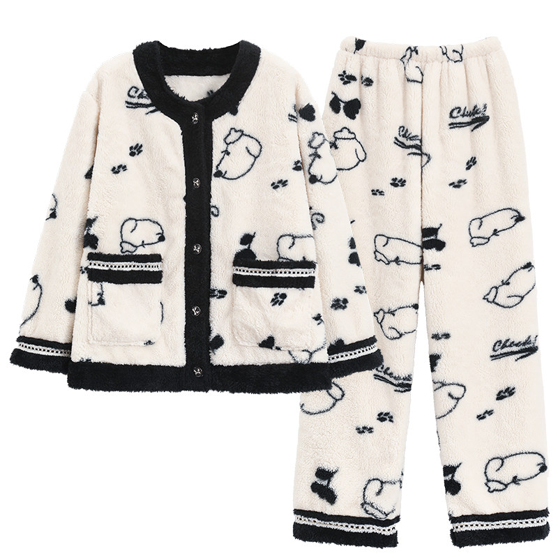 加绒加厚和服睡衣套装女