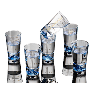 二两蓝山白酒杯家用套装创意冰山水晶玻璃分酒器刻度轻奢高档酒具