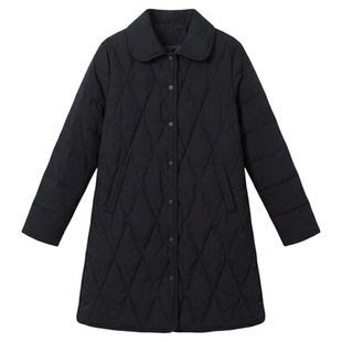 轻薄羽绒服女中长款2026年冬季新款工装修身设计感黑色女士外套