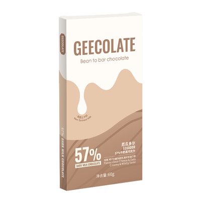 GEECOLATE精品牛奶黑巧克力57%椰子奶酪燕麦香丝滑柔和天然60g