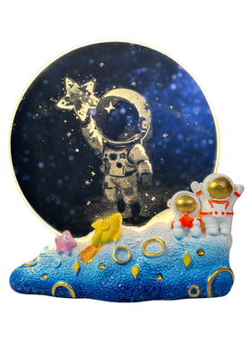宇航员探索宇宙星空水晶片小夜灯