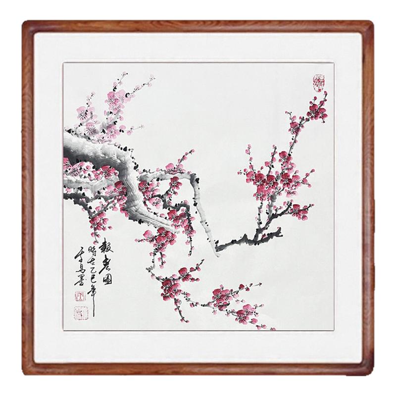国画梅花手绘客厅装饰画玄关走廊