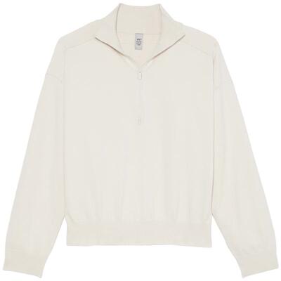 维密拼色针织半拉链毛衣女