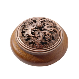 胡桃木实木盘香香炉香料室内沉香茶道禅意香熏炉底座中式创意摆件