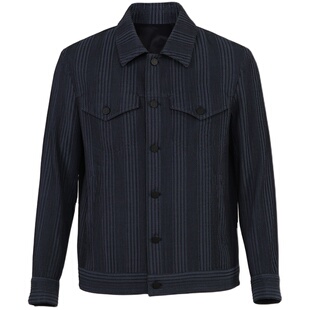 【弹力羊毛】callisto卡利斯特春秋男士休闲弹力羊毛条纹夹克