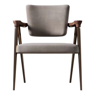 意式轻奢实木扶手茶椅茶台主人椅设计师茶室2025新款茶桌靠背椅子