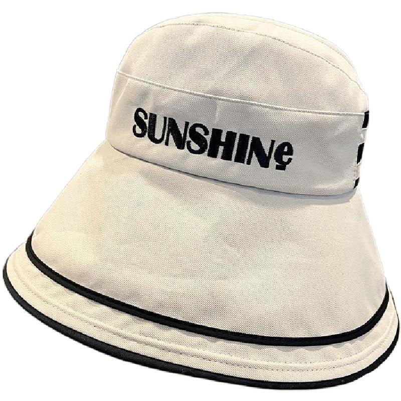 防晒帽子女夏天大檐防紫外线空顶百搭遮阳渔夫帽春夏季黑胶太阳帽