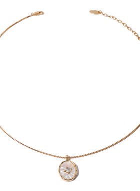 高级感天然淡水母贝椭圆项链