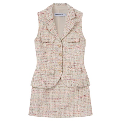 self-portrait小香风背心连衣裙