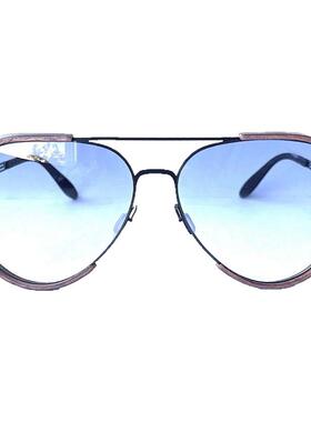 飞行员蓝色变色乌木饰边太阳眼镜