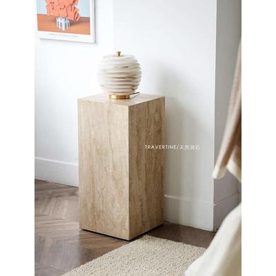 黄洞石底座摆件客厅玄关电视柜旁落地石柱基座摆台石墩雕塑台地台