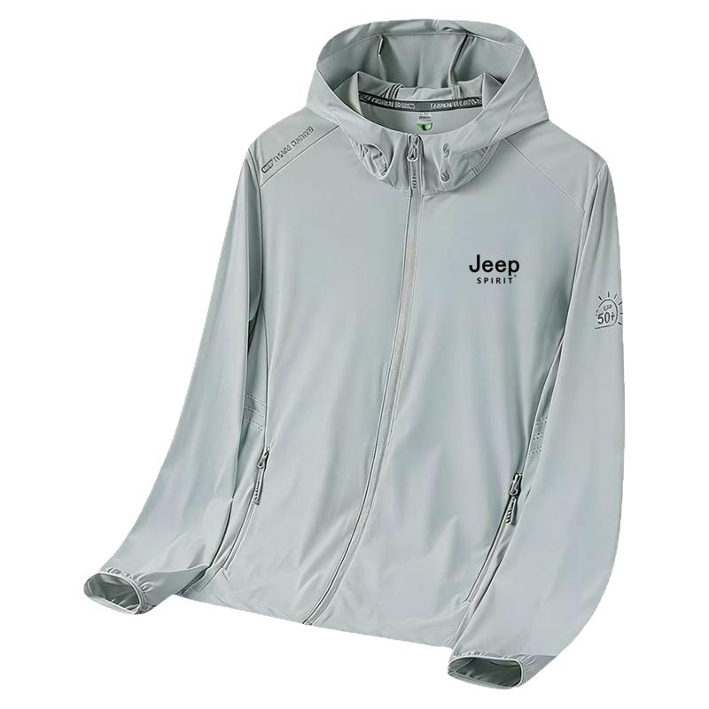 JEEP冰丝防晒衣男UPF50+连帽速干防晒服夏季轻薄透气防紫外线外套