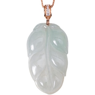 天然缅甸翡翠A货树叶吊坠玉石叶子玉坠女款金枝玉叶配S925银项链
