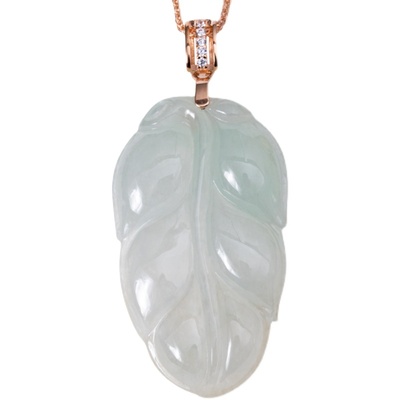 天然缅甸玉石A货翡翠叶子吊坠