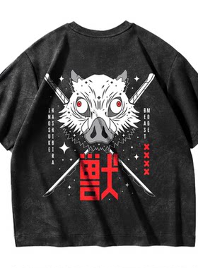 鬼灭之刃嘴平伊之助重磅T恤