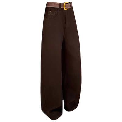 冬季复合绒保暖女牛仔阔腿弯刀裤