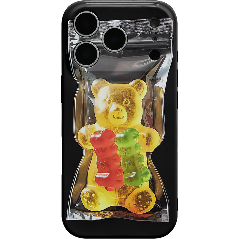 韩国ins水果味小熊软糖适用iphone17promax手机壳原创可爱橡皮熊16pro趣味仿真包装袋苹果15全包14保护