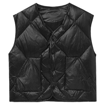 MIMIGOGO菱形格羽绒背心马甲