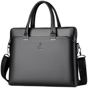宾尼包包手提包男商务真皮男士手提包大容量牛皮出差电脑公文包男