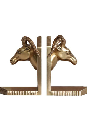 进口黄铜羊头造型奢华怀旧摆件