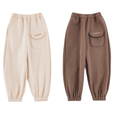 幼悠男童加绒加厚幼儿园百搭卫裤冬季防风保暖宽松束脚休闲裤子潮