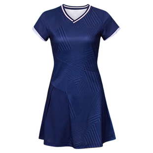 Kawasaki川崎匹克球服运动连衣裙女小蛮腰V领短袖速干透气训练服