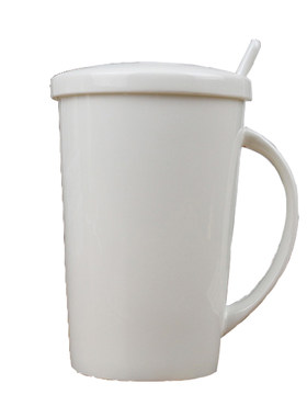 骨瓷水杯微波办公室带盖咖啡杯