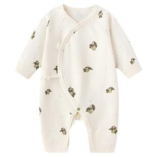 babylove【安心柔】新生儿系带连体衣春秋纯棉哈衣梨乐融融
