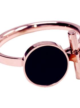 欧美个性黑色圆形夸张夸张戒指