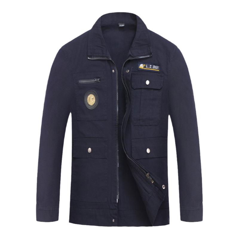 春秋纯棉工作服套装男款劳保服耐磨电焊防烫工地迷彩服军绿工装