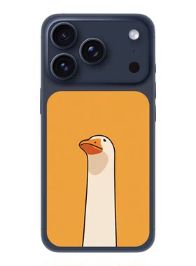 SkinAT适用苹果手机17 Pro背板贴纸 17Pro Max局部后背膜 iPhone Air可爱呆鹅贴 趣味卡通治愈系创意卡片贴