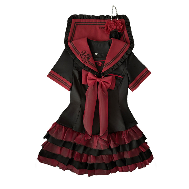 妙也可原创水手服JK制服套装格裙