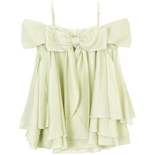 KEIKO 气质蝴蝶结一字肩吊带短裙温柔穿搭一整套宽松上衣半裙套装