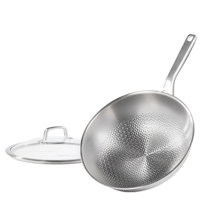 莱德斯航天钛轻少油烟无涂层健康不锈钢炒锅家用多功能炒菜锅钛锅