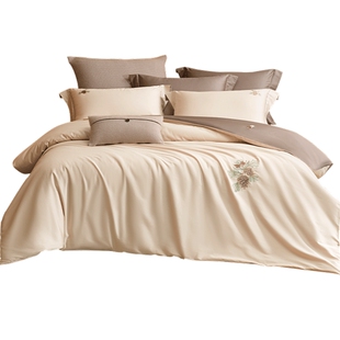 梦洁家纺全棉60支四件套床单长绒棉素色248x248被套春夏2025新款