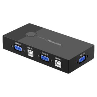 绿联 KVM切换器VGA两台双电脑主机共用一个显示器屏共享USB键盘鼠标视频屏幕转换一拖二一分二分配器二进一出