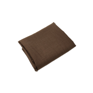 亲肤微透明 深棕色不规则竖条纹褶皱天丝麻亚麻面料汉服裙子布料