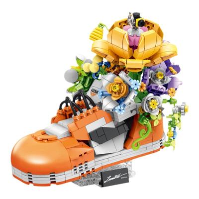 国产积木潮鞋永生花拼装模型玩具