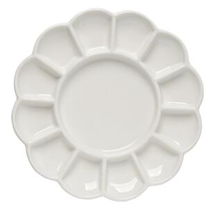 陶瓷调色盘水彩中国画美术生专用绘画颜料盘白瓷仿瓷油画丙烯画水粉颜料儿童画画调色碟迷你梅花陶瓷盘调色板