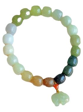 原创和田玉多宝小象饰品晴水手串