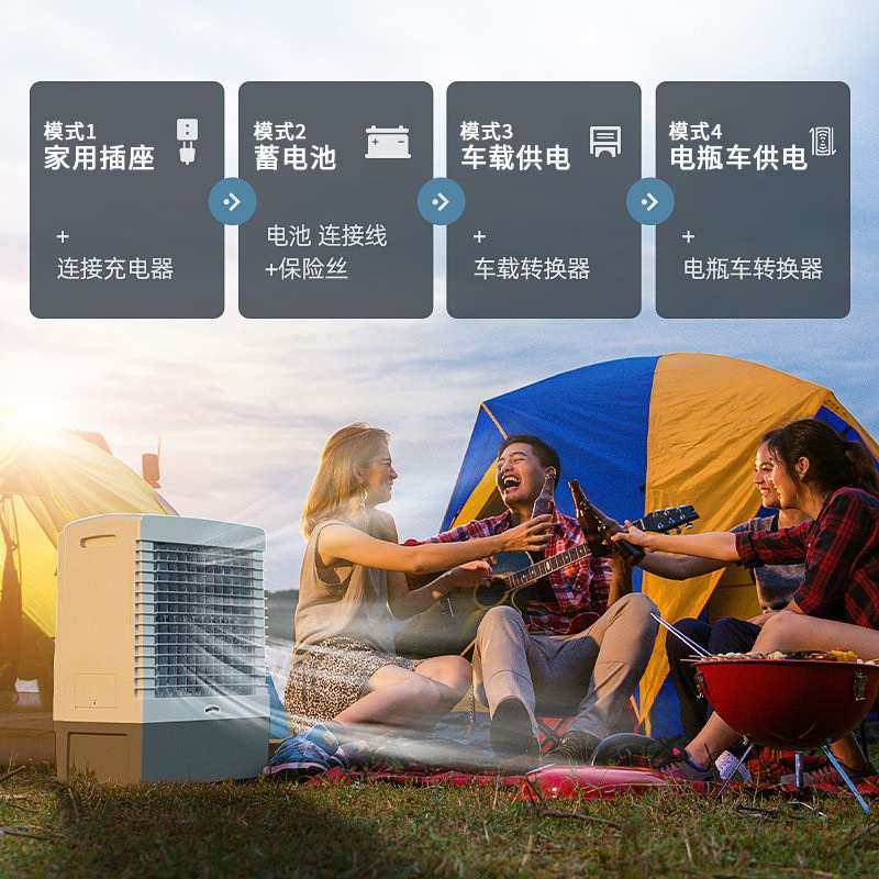 圣帕空调扇户外移动商用家用制冷工业充电AC DC直流冷风机冷风扇