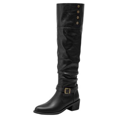 星期六过膝长筒靴英伦黑色骑士靴